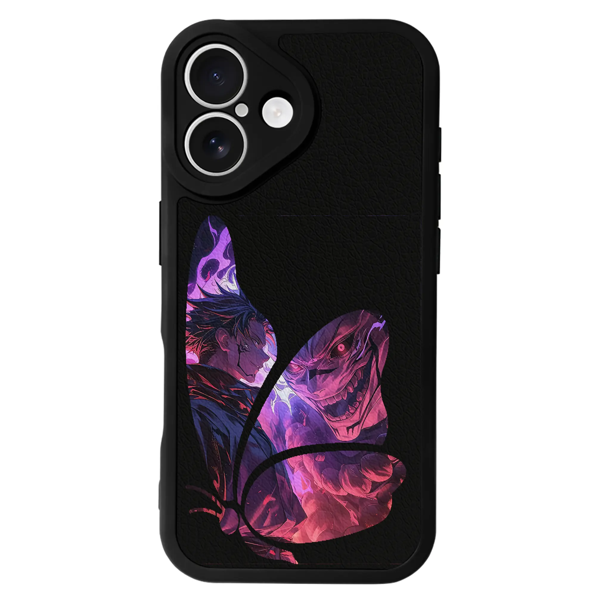 呪術廻戦 グッズ,両面宿儺 - IPhone 16シリーズ対応 ・ シリコンスマホケース ・ レザー調 ・ 高精度フィット ・ 耐衝撃 ・ ワイヤレス充電対応 ・ 精密カット